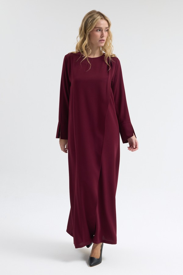 Shoulder Buckle Dress - Burgundy