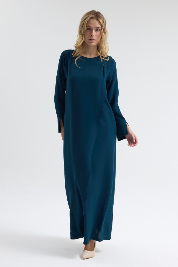 Shoulder Buckle Dress - Petrol