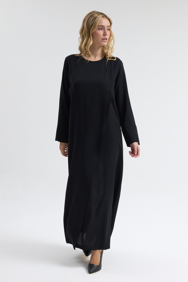 Omuz Tokalı Elbise - Siyah