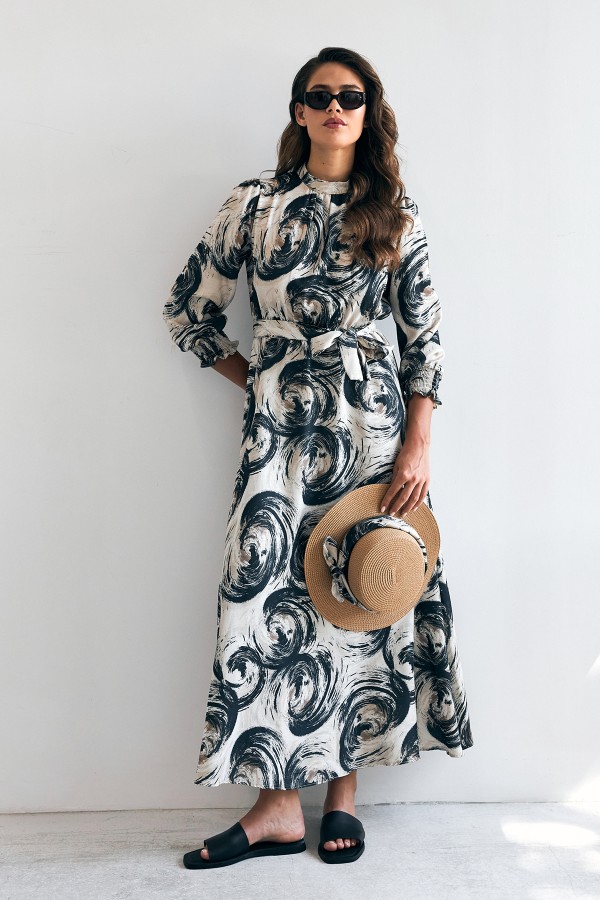 Rabella Patterned Dress - Black Rabella Patterned Dress - Black