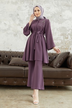 Rina Tunik Pantolon Takım - Leylak