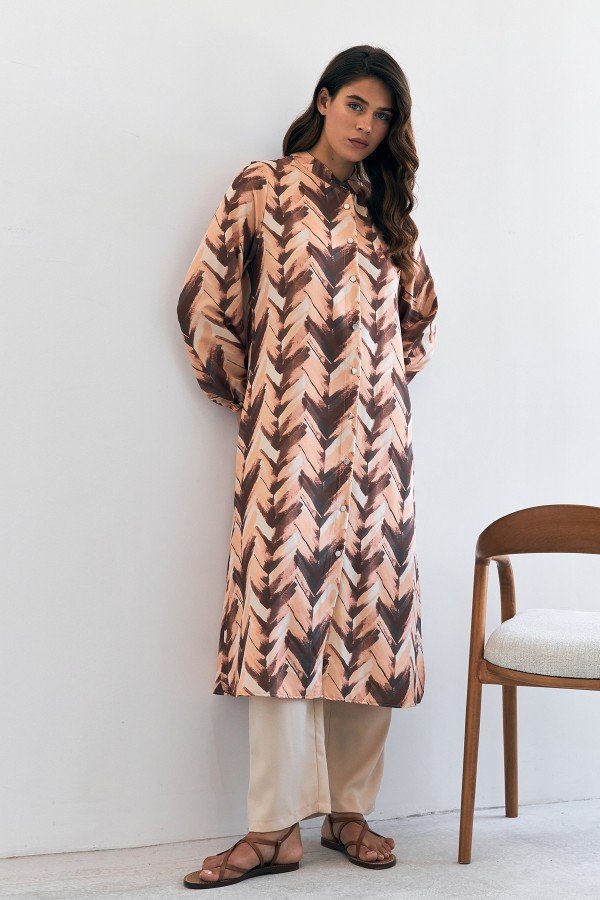 Violet Long Tunic Trousers Set - Camel Violet Long Tunic Trousers Set - Camel