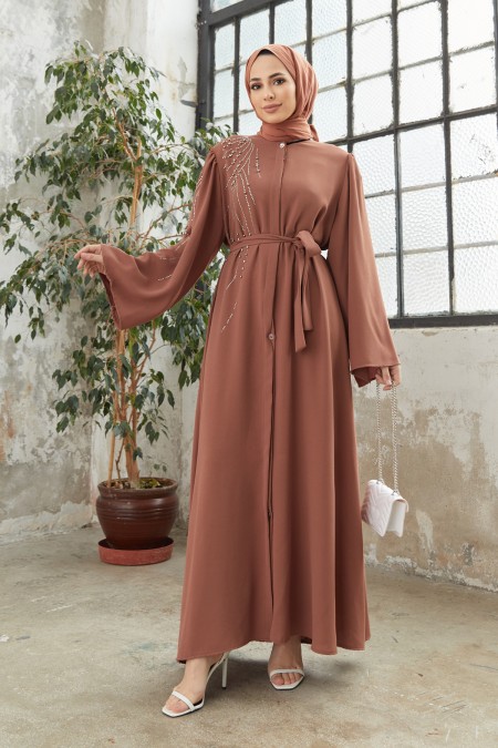Viona Taşlı Abaya - Camel Viona Taşlı Abaya - Camel