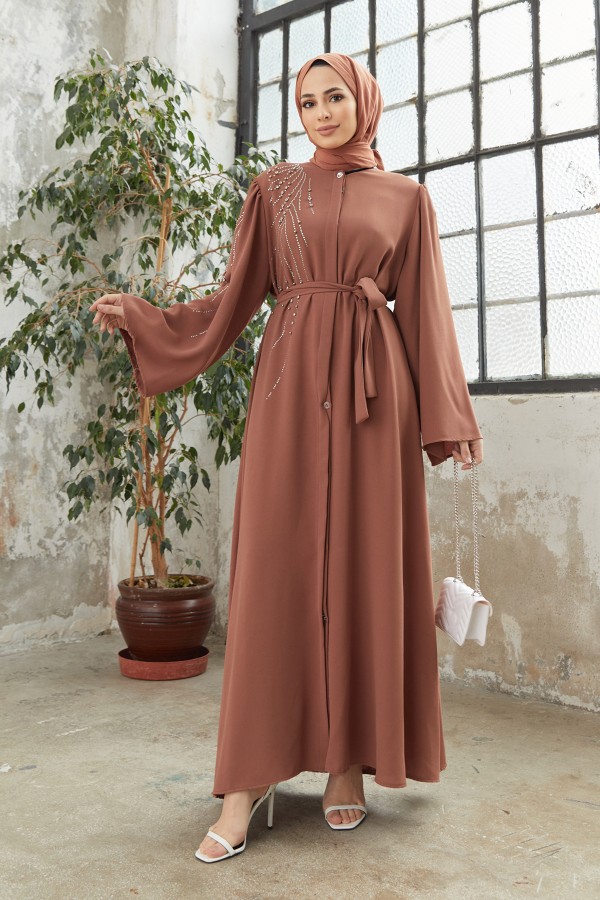 Viona Taşlı Abaya - Camel