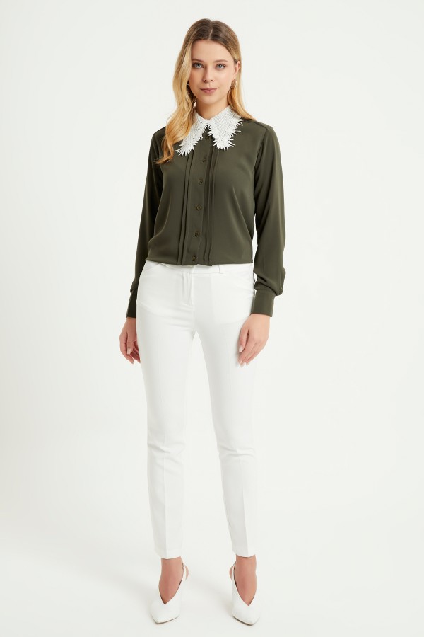 High Waist Trousers - Ecru High Waist Trousers - Ecru